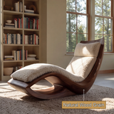 Caelwyn Handcrafted Sculpted Solid Wood Chaise Lounge