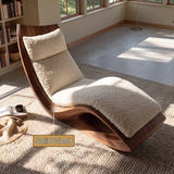 Caelwyn Handcrafted Sculpted Solid Wood Chaise Lounge