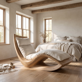 Caelwyn Handcrafted Sculpted Solid Wood Chaise Lounge