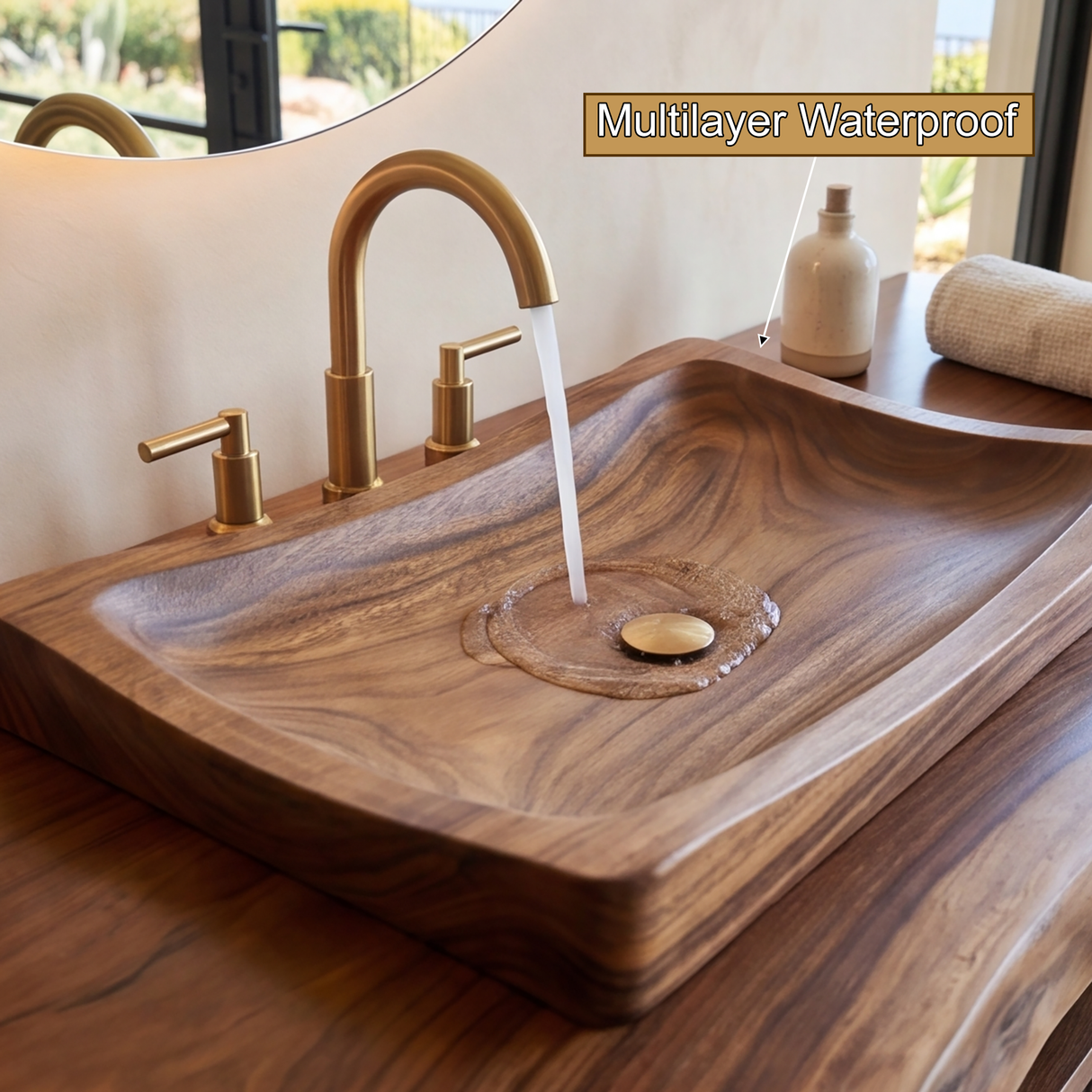 Caelwyn Live Edge Solid Wood Freestanding Bathroom Vanity with Drawers