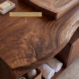 Caelwyn Live Edge Solid Wood Freestanding Bathroom Vanity with Drawers