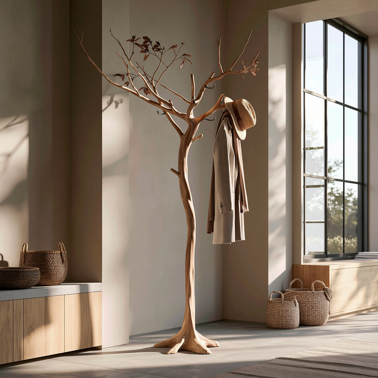 Caelwyn Sculpted Solid Wood Tree Coat Rack - Timberustic Tree Coat Rack