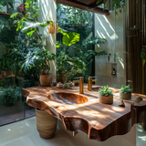 Caldera Live Edge Solid Wood Floating Bathroom Vanity with Integrated Sink