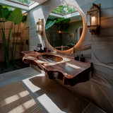 Caldera Live Edge Solid Wood Floating Bathroom Vanity with Integrated Sink