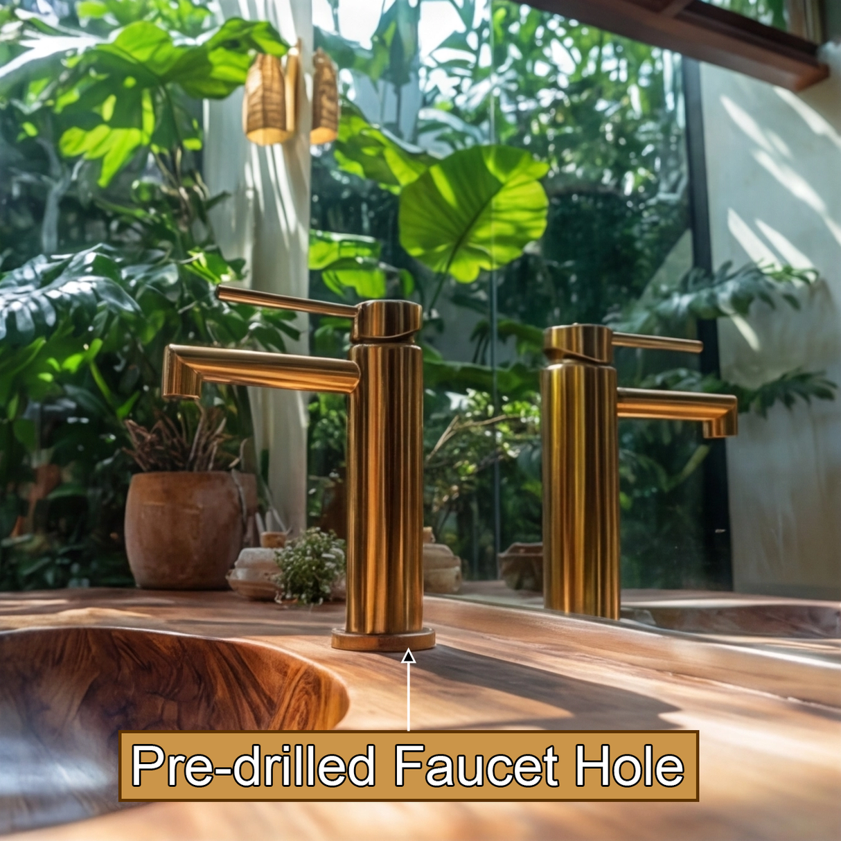 Caldera Live Edge Solid Wood Floating Bathroom Vanity with Integrated Sink