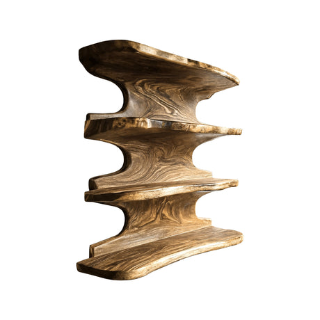 Caldera Live Edge Solid Wood Floating Kitchen Shelf Natural Oak - Timberustic Floating Kitchen Shelf