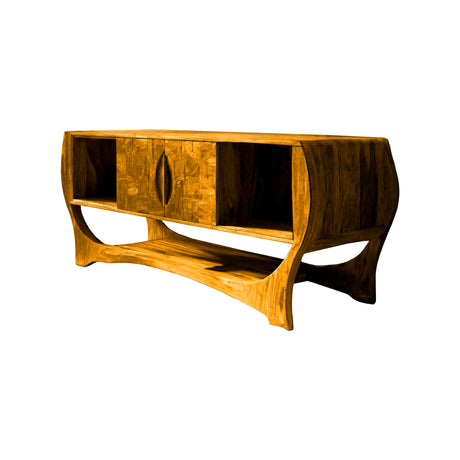 Caldera Sculpted Solid Wood Freestanding Bathroom Vanity with Drawers Teak - Timberustic Freestanding Bathroom Vanity with Drawers