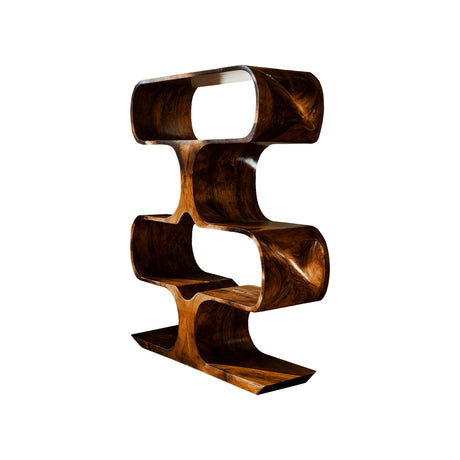 Caldera Sculpted Solid Wood Decorative Bookshelf Brown - Timberustic Decorative Bookshelf