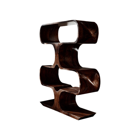 Caldera Sculpted Solid Wood Decorative Bookshelf Dark Walnut - Timberustic Decorative Bookshelf