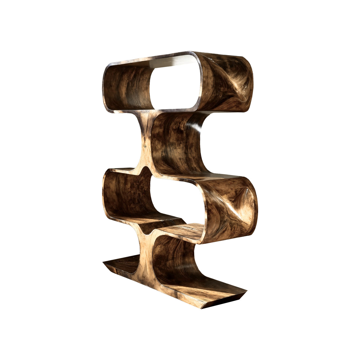 Caldera Sculpted Solid Wood Decorative Bookshelf Natural Oak - Timberustic Decorative Bookshelf