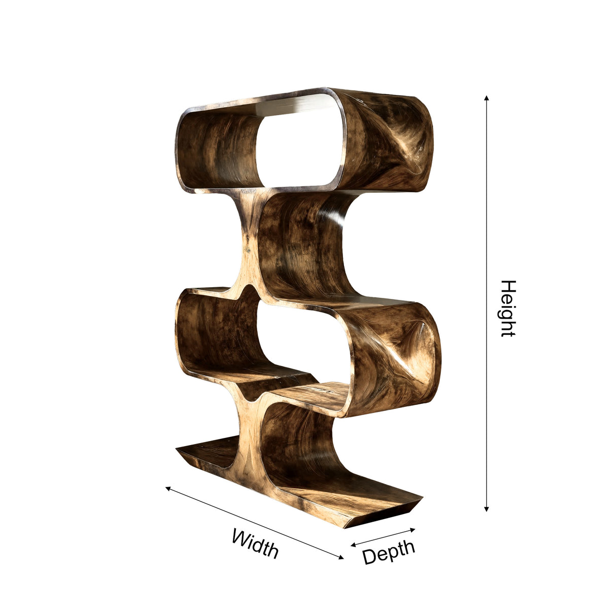 Caldera Sculpted Solid Wood Decorative Bookshelf - Timberustic Decorative Bookshelf