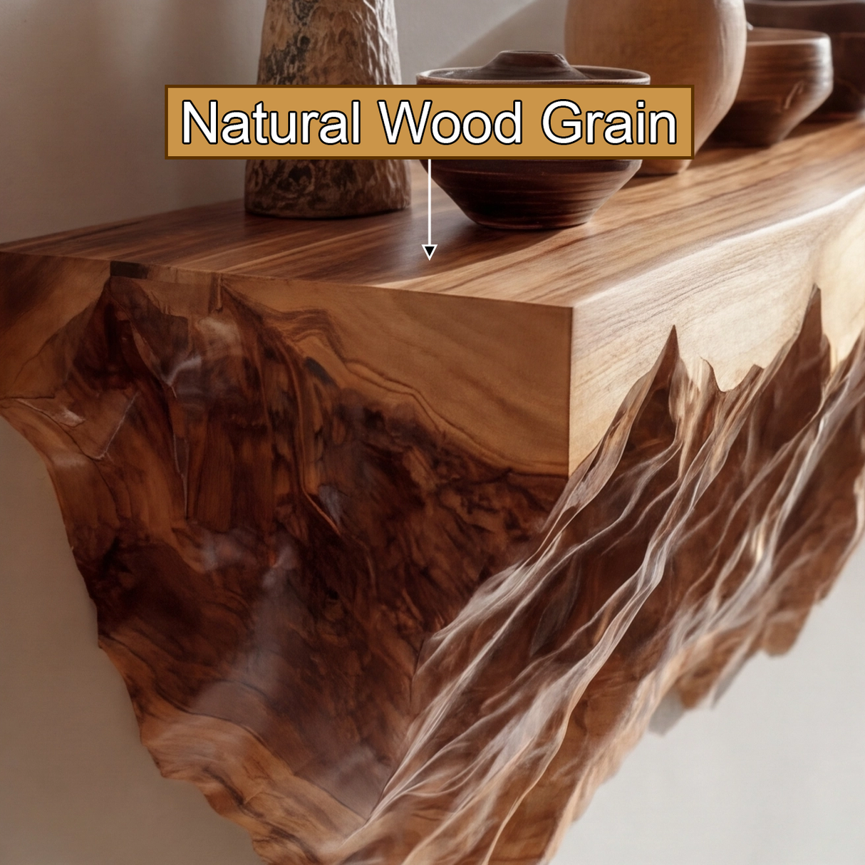 Caldorin Sculpted Solid Wood Mountain Floating Shelf SPA583363 - Timberustic Floating Shelf