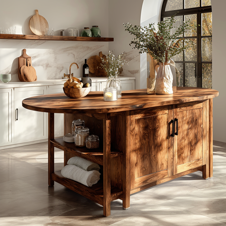 Caldren Solid Wood Kitchen Island with Storage - Timberustic Kitchen Island