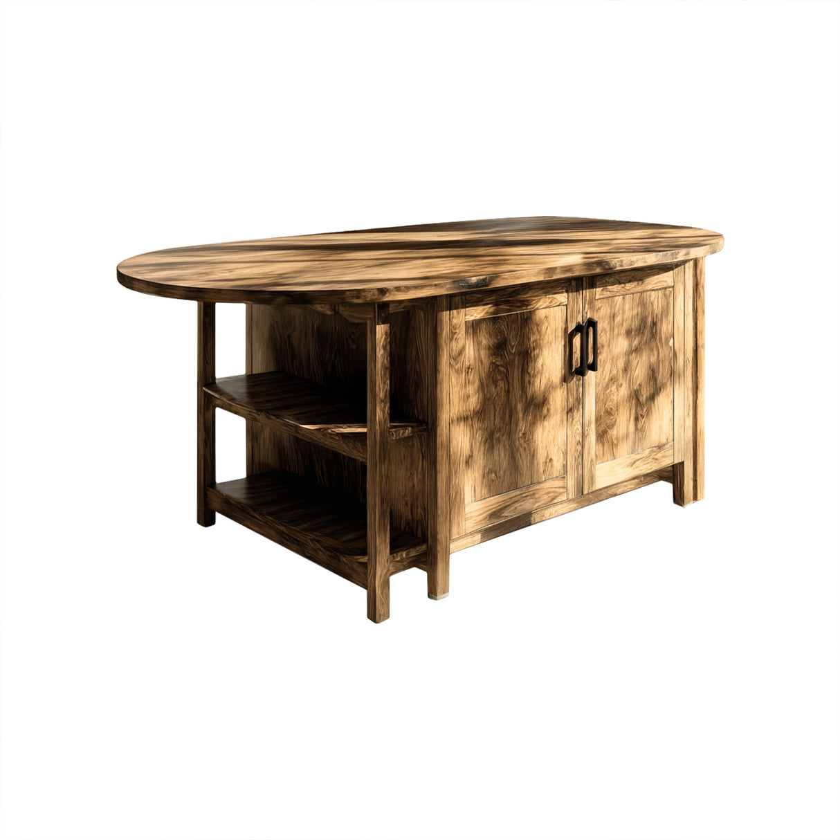 Caldren Solid Wood Kitchen Island with Storage Natural Oak - Timberustic Kitchen Island