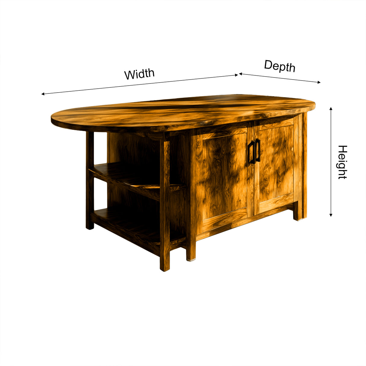 Caldren Solid Wood Kitchen Island with Storage - Timberustic Kitchen Island