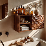 Caldrin Wave Solid Wood Floating Bathroom Cabinet