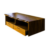 Caldris Live Edge Solid Wood Floating Bathroom Vanity with Drawers Teak - Timberustic Floating Bathroom Vanity With Drawers