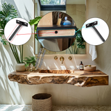 Caldris Live Edge Solid Wood Floating Bathroom Vanity with Integrated Sink SPA184235 - Timberustic Floating Bathroom Vanity with Integrated Sink