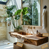 Caldris Live Edge Solid Wood Floating Bathroom Vanity with Integrated Sink SPA184235 - Timberustic Floating Bathroom Vanity with Integrated Sink