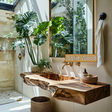 Caldris Live Edge Solid Wood Floating Bathroom Vanity with Integrated Sink SPA184235 - Timberustic Floating Bathroom Vanity with Integrated Sink