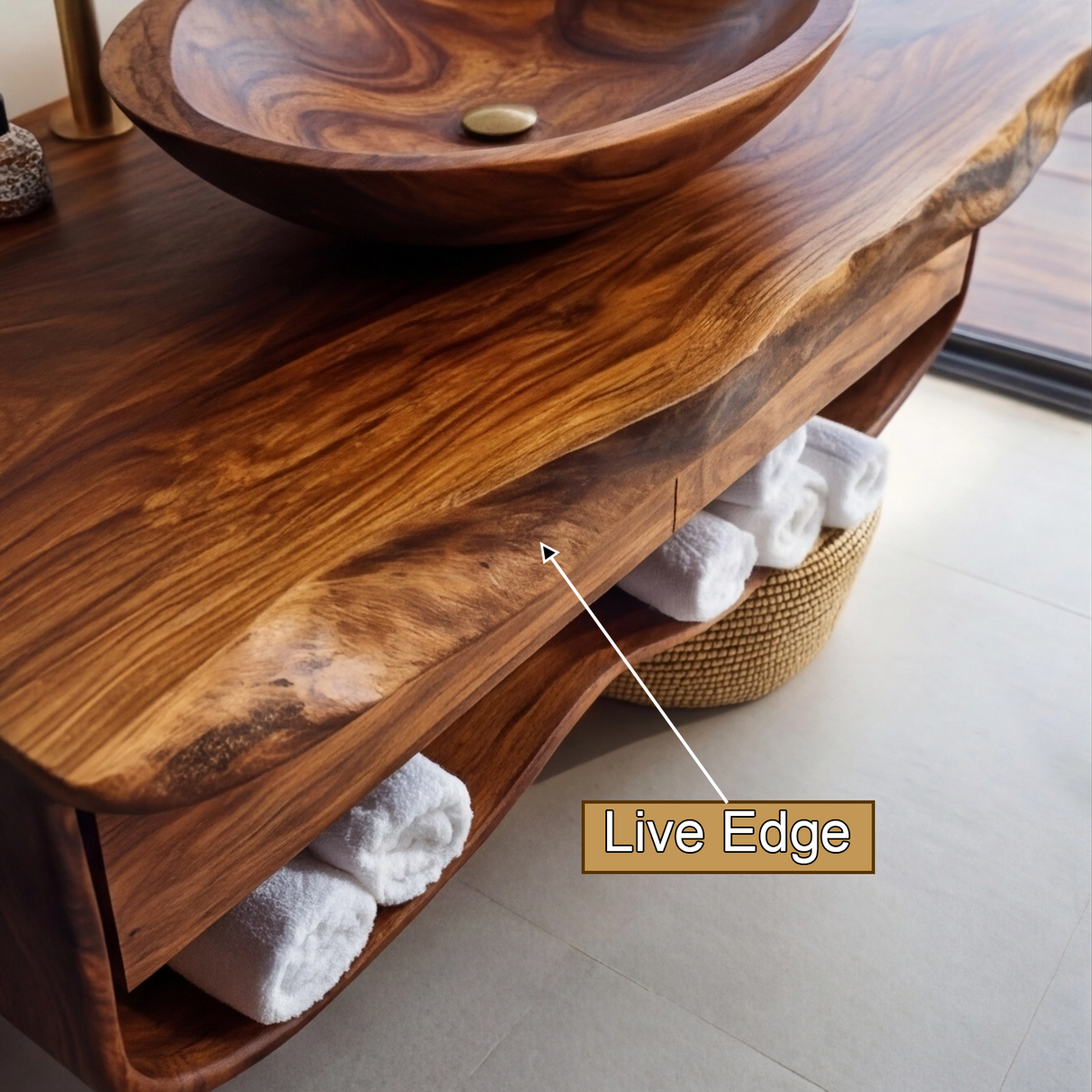 Calira Live Edge Solid Wood Floating Bathroom Vanity with Drawers - Timberustic Floating Bathroom Vanity With Drawers