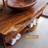 Calira Live Edge Solid Wood Floating Bathroom Vanity with Drawers - Timberustic Floating Bathroom Vanity With Drawers