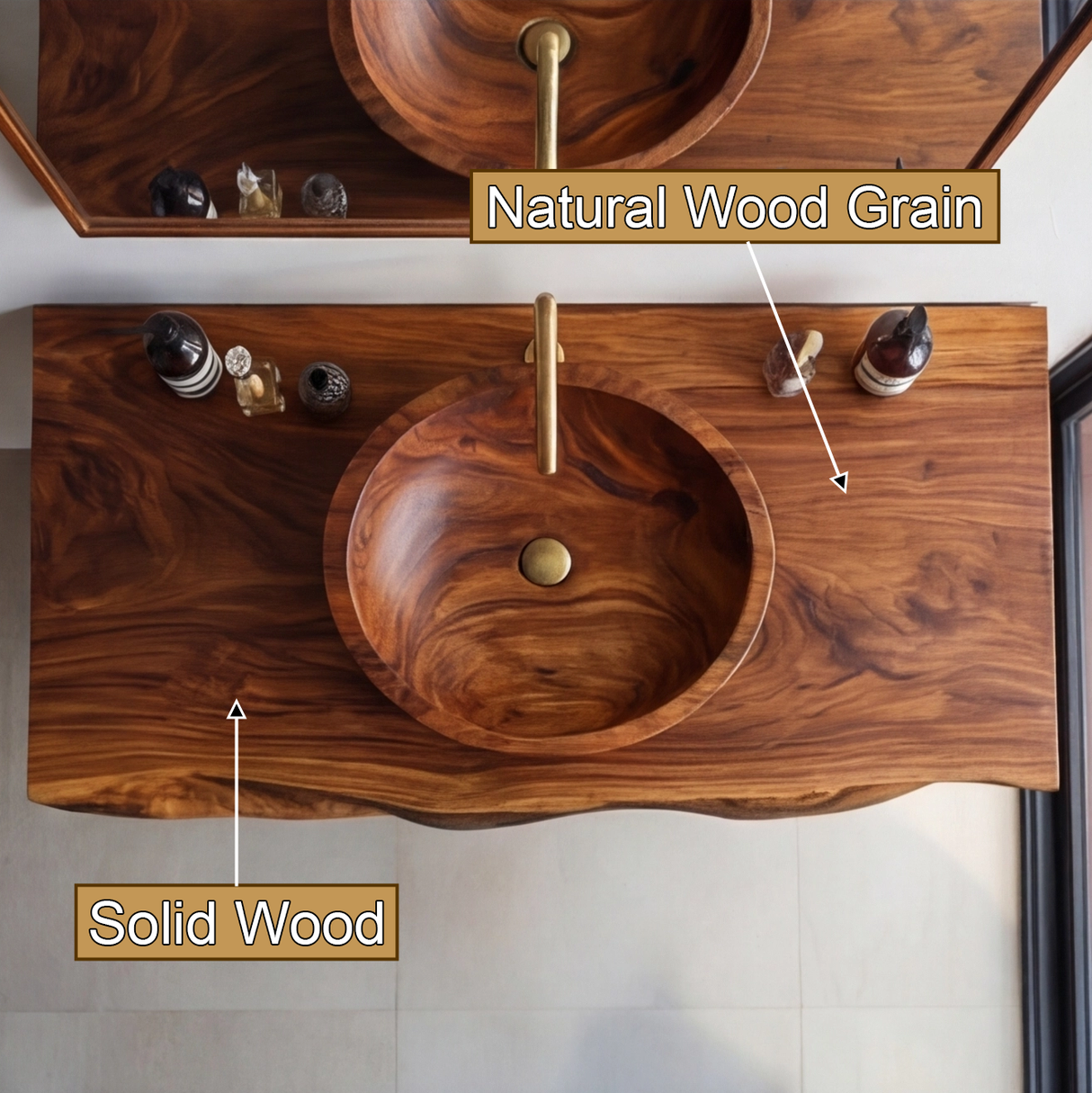 Calira Live Edge Solid Wood Floating Bathroom Vanity with Drawers - Timberustic Floating Bathroom Vanity With Drawers