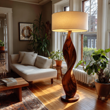 Calira Twist Sculpted Solid Wood Floor Lamp