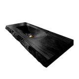 Calvero Sculpted Live Edge Solid Wood Floating Bathroom Vanity with Integrated Sink Black - Timberustic Floating Bathroom Vanity with Integrated Sink