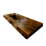 Calvero Sculpted Live Edge Solid Wood Floating Bathroom Vanity with Integrated Sink Brown - Timberustic Floating Bathroom Vanity with Integrated Sink