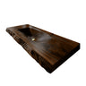 Calvero Sculpted Live Edge Solid Wood Floating Bathroom Vanity with Integrated Sink Dark Walnut - Timberustic Floating Bathroom Vanity with Integrated Sink