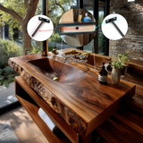 Calvero Sculpted Live Edge Solid Wood Floating Bathroom Vanity with Integrated Sink - Timberustic Floating Bathroom Vanity with Integrated Sink