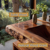 Calvero Sculpted Live Edge Solid Wood Floating Bathroom Vanity with Integrated Sink - Timberustic Floating Bathroom Vanity with Integrated Sink