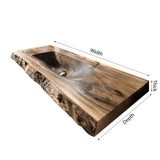 Calvero Sculpted Live Edge Solid Wood Floating Bathroom Vanity with Integrated Sink - Timberustic Floating Bathroom Vanity with Integrated Sink