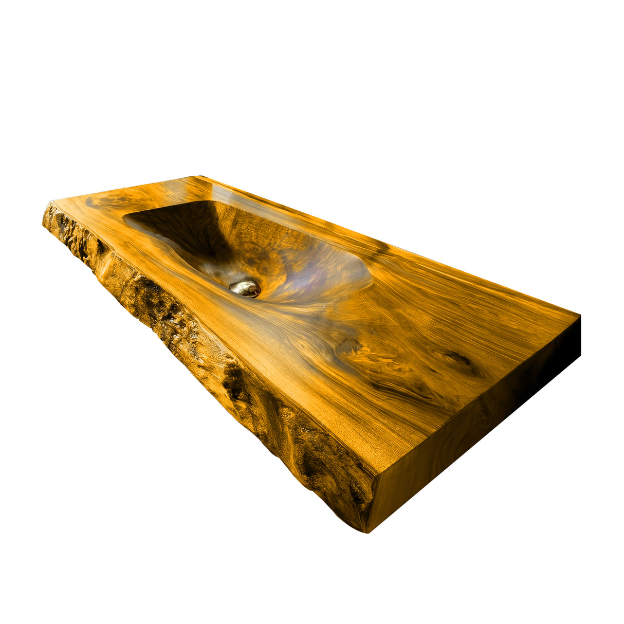 Calvero Sculpted Live Edge Solid Wood Floating Bathroom Vanity with Integrated Sink Teak - Timberustic Floating Bathroom Vanity with Integrated Sink