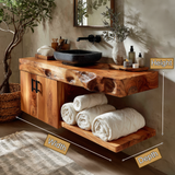 Calvion Live Edge Solid Wood Floating Bathroom Vanity with Cabinet - Timberustic Floating Bathroom Vanity With Cabinet