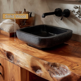 Calvion Live Edge Solid Wood Floating Bathroom Vanity with Cabinet - Timberustic Floating Bathroom Vanity With Cabinet