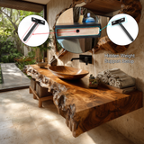 Calviro Handcrafted Live Edge Solid Wood Floating Bathroom Vanity SPA334368 - Timberustic Floating Bathroom Vanity