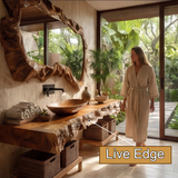 Calviro Handcrafted Live Edge Solid Wood Floating Bathroom Vanity SPA334368 - Timberustic Floating Bathroom Vanity