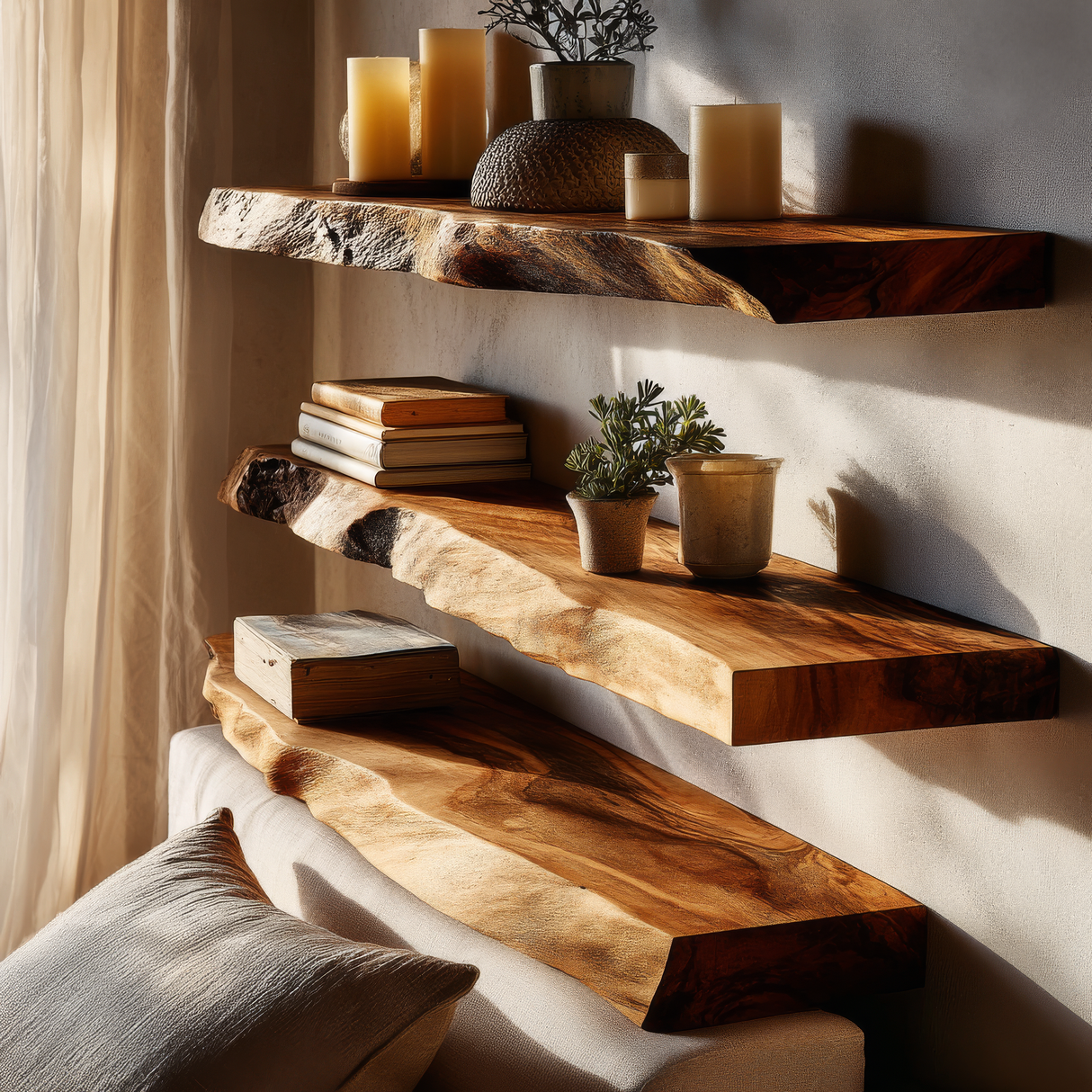 Calviro Live Edge Solid Wood Floating Shelf SPA935392 - Timberustic Floating Shelf