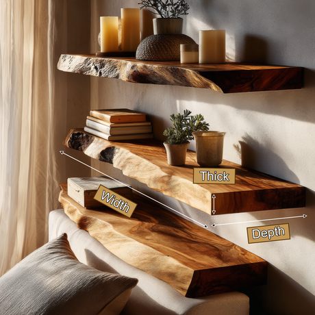 Calviro Live Edge Solid Wood Floating Shelf SPA935392 - Timberustic Floating Shelf