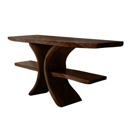 Calviro Sculpted Solid Wood Freestanding Bathroom Vanity with Shelves Dark Walnut - Timberustic Freestanding Bathroom Vanity with Shelves