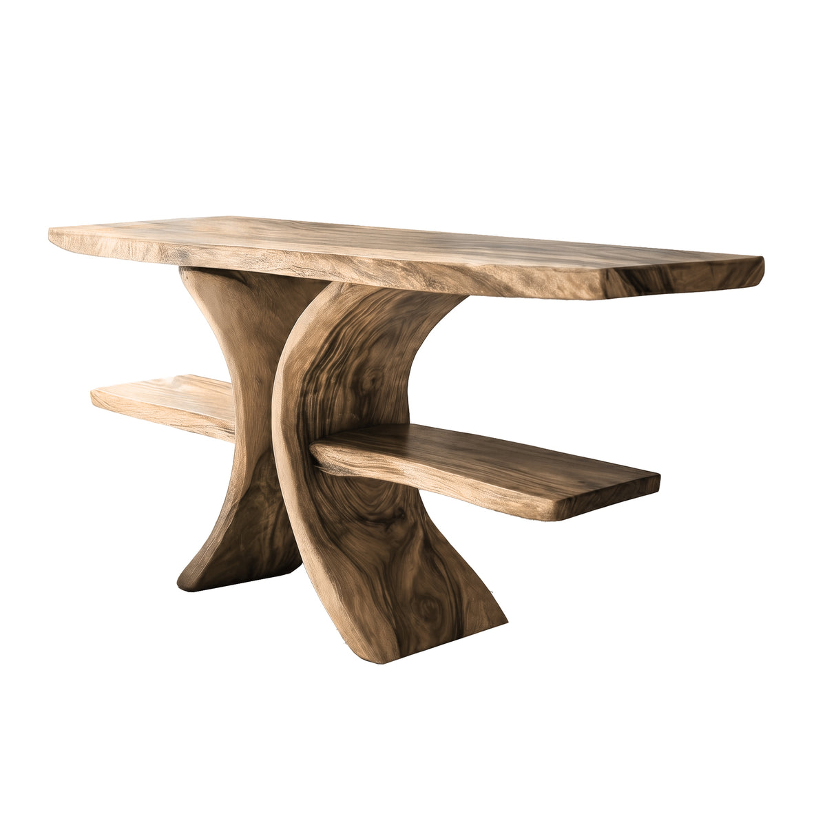 Calviro Sculpted Solid Wood Freestanding Bathroom Vanity with Shelves Natural Oak - Timberustic Freestanding Bathroom Vanity with Shelves