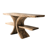Calviro Sculpted Solid Wood Freestanding Bathroom Vanity with Shelves Natural Oak - Timberustic Freestanding Bathroom Vanity with Shelves