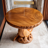 Calviro Sculpted Solid Wood Pedestal Stand - Timberustic Pedestal Stand