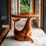 Calviro Sculpted Solid Wood Pedestal Stand - Timberustic Pedestal Stand