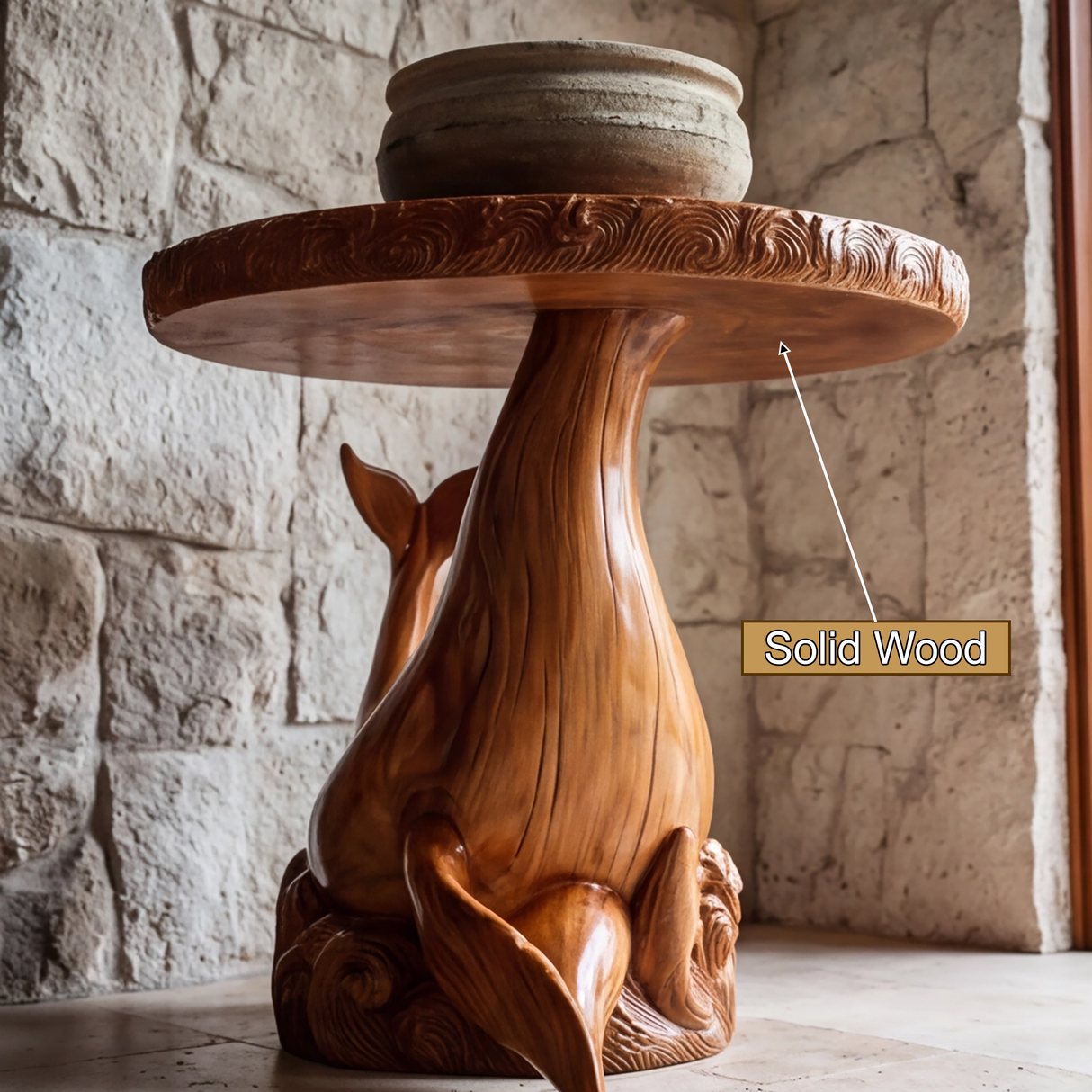 Calviro Sculpted Solid Wood Pedestal Stand - Timberustic Pedestal Stand