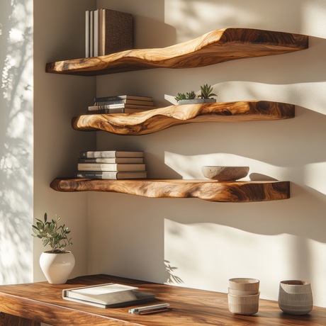 Calvora Live Edge Solid Wood Floating Shelf SPA294832 - Timberustic Floating Shelf