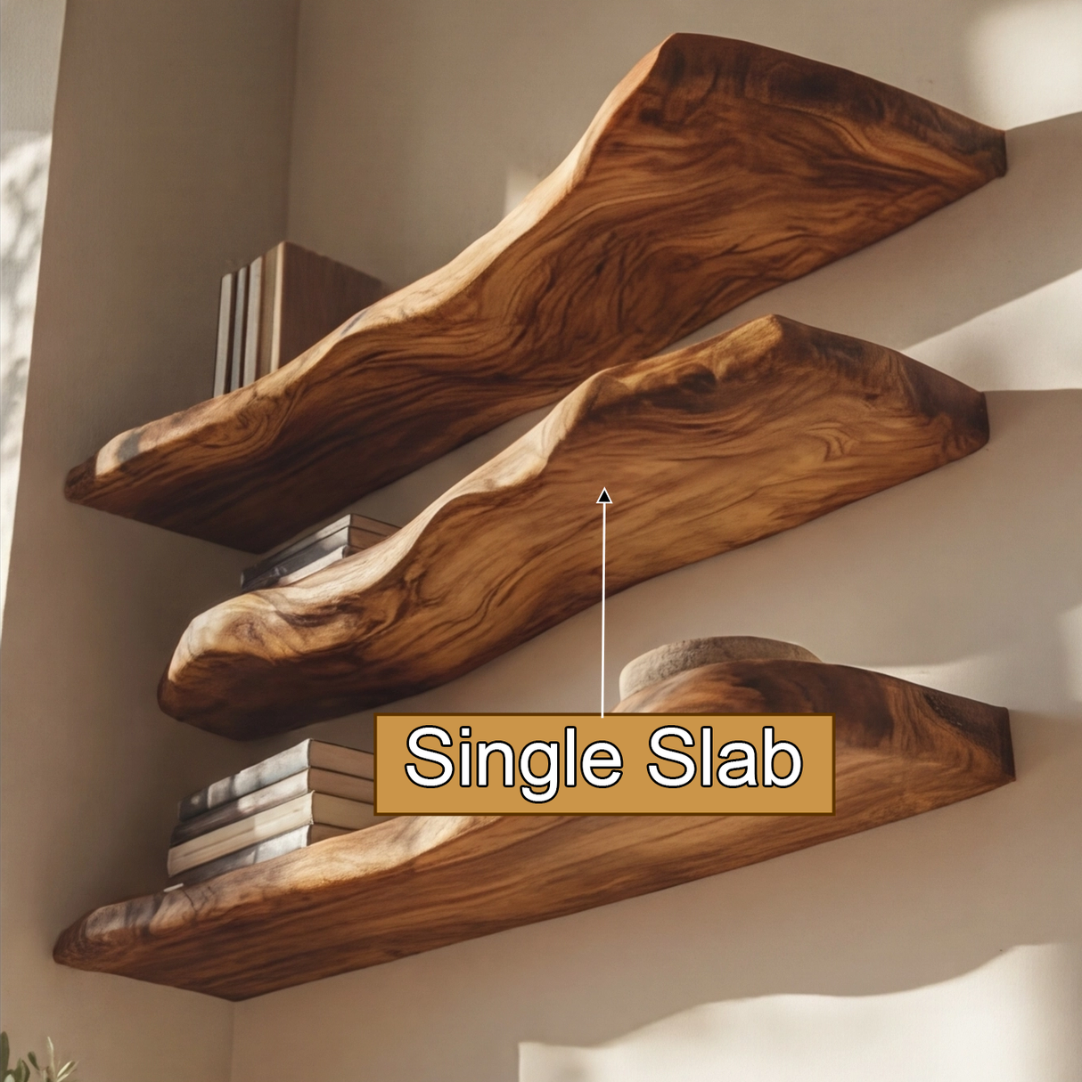 Calvora Live Edge Solid Wood Floating Shelf SPA294832 - Timberustic Floating Shelf