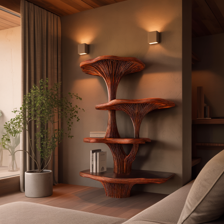 Canopy Handcrafted Natural Hardwood Mushroom Bookshelf